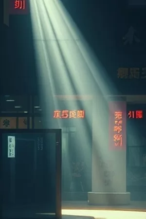 纸飞机航线海报，天台上一架纸飞机掠过城市天际